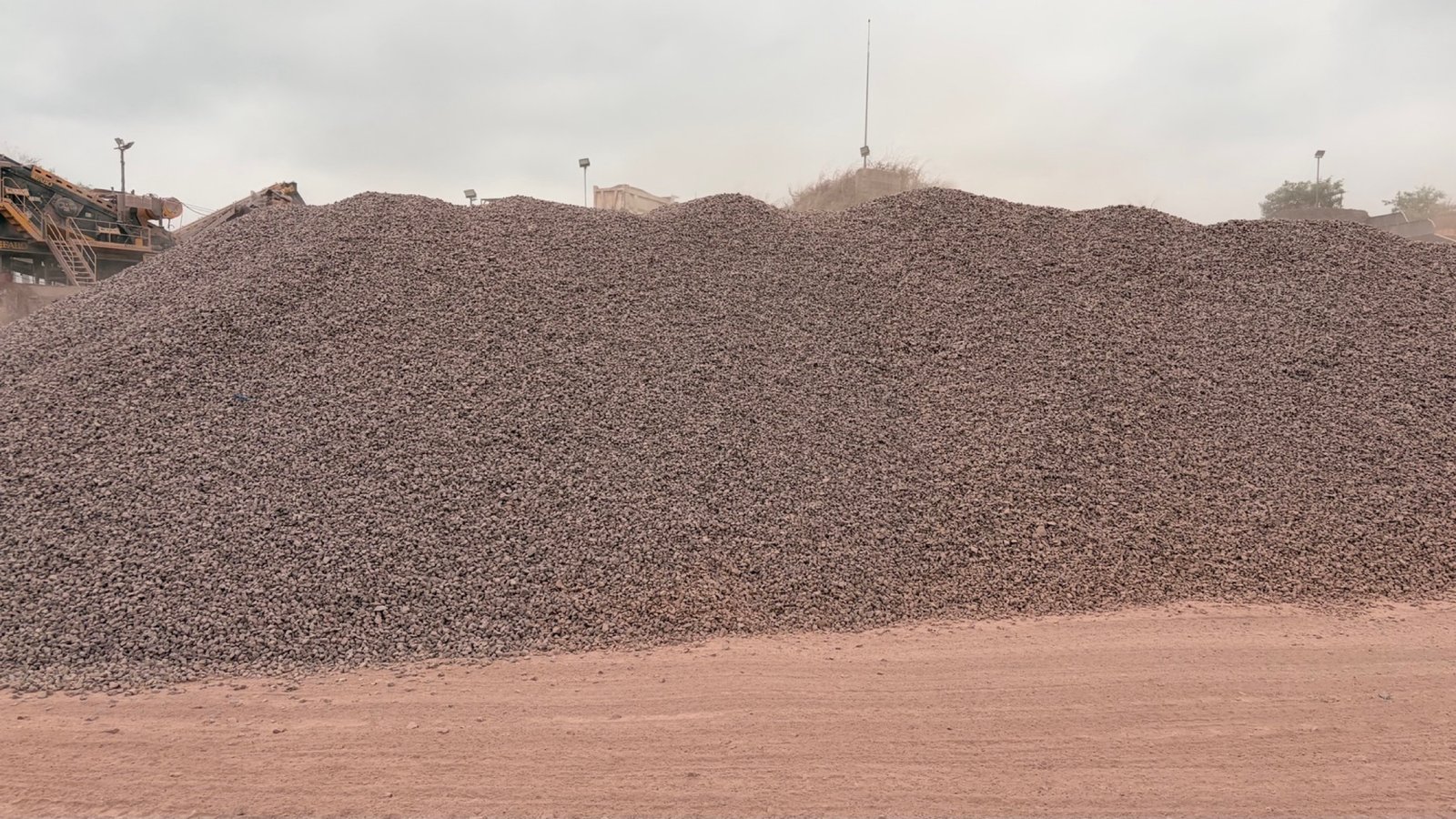 Aggregate stockpiles at quarry operation