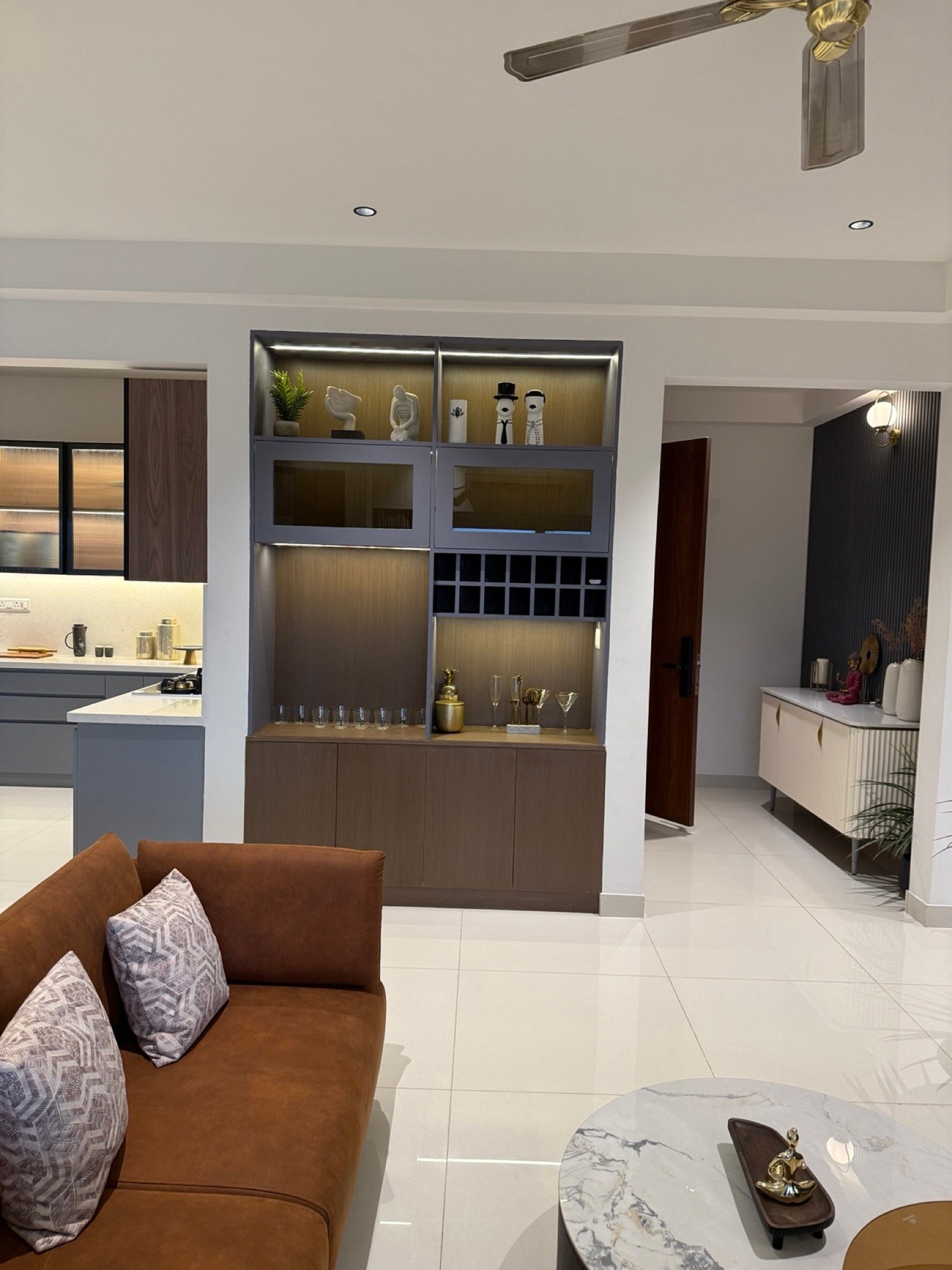 Integrated bar in interior setting