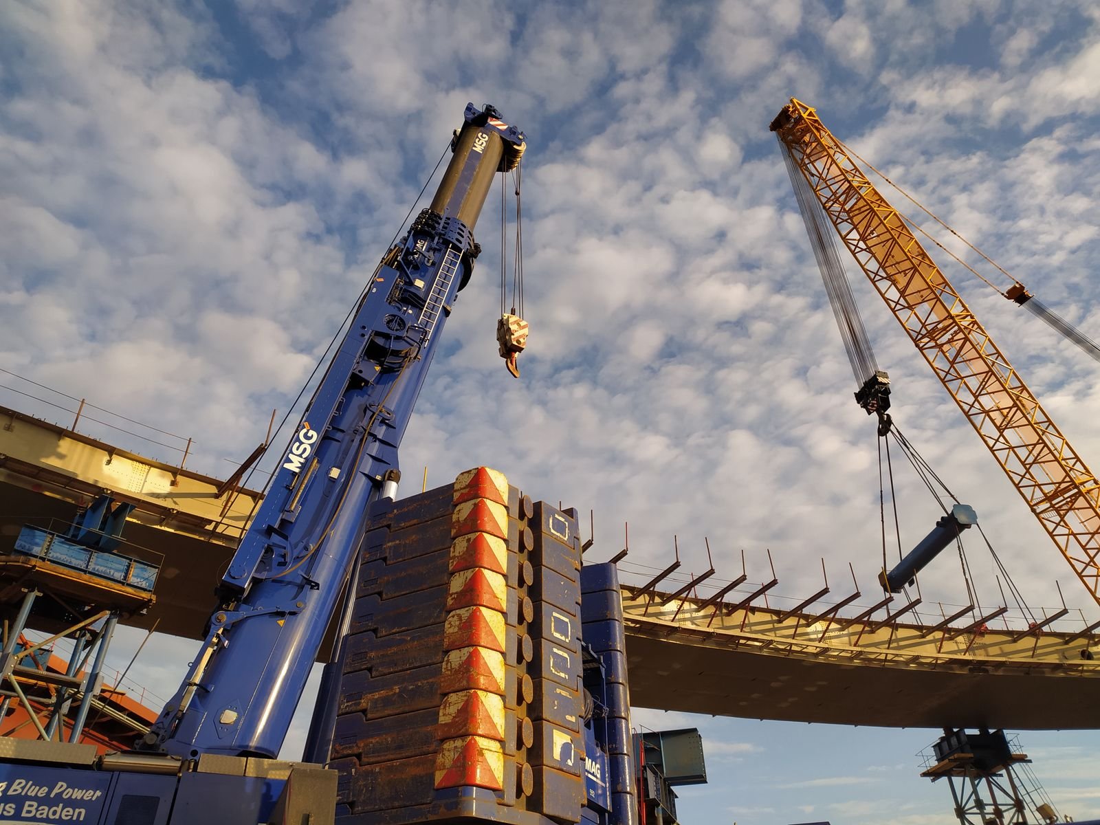 Construction site with cranes at work